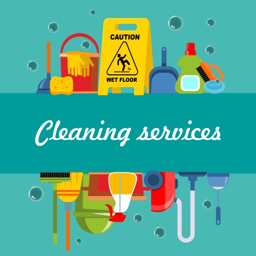 Cleaning equipment horizontal banner Royalty Free Vector