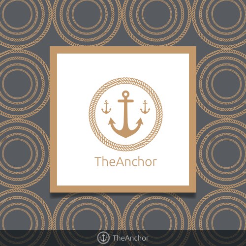 three anchor emblem with circular rope in frame vector image