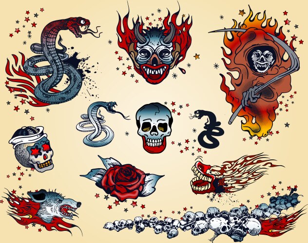 Set of tattoos Royalty Free Vector Image - VectorStock