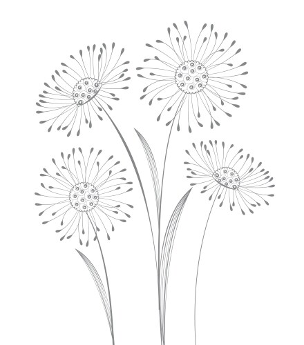 Floral Meadow Sketch Vector Image