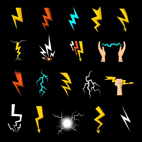 Lightning electric thunderbolt strike red impact Vector Image