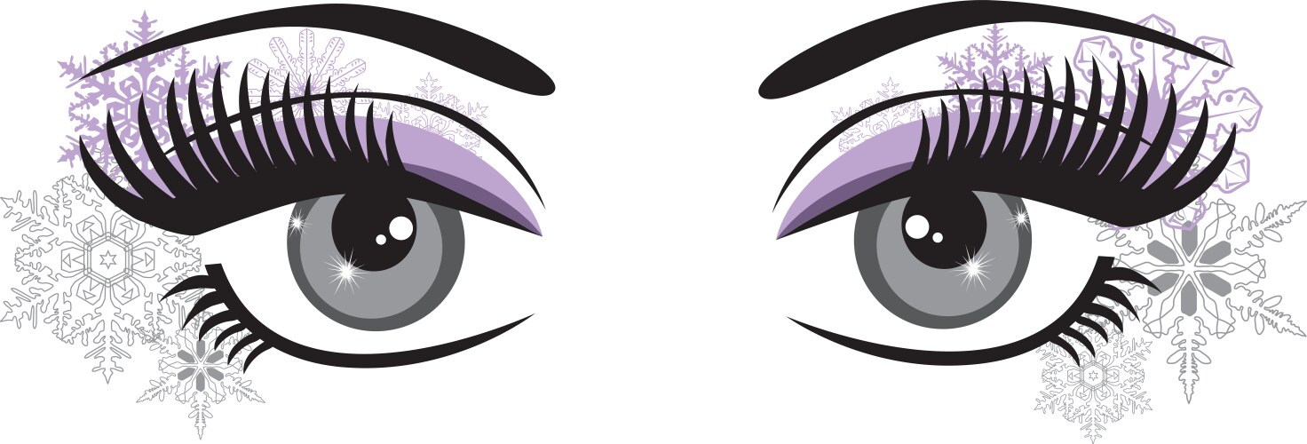 Eyes with snowflakes vector image