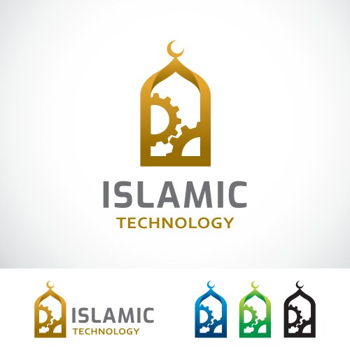 Islamic technology logo design template vector image