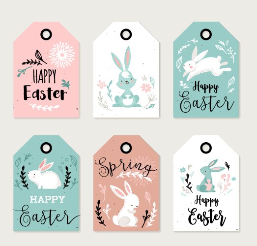 Cute Easter Tags & Labels Vector Image