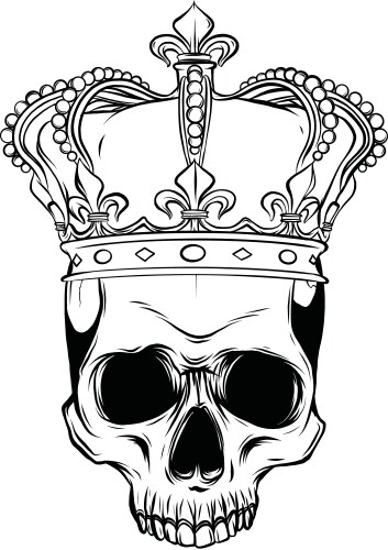 Hand drawn king skull wearing crown Vector Image