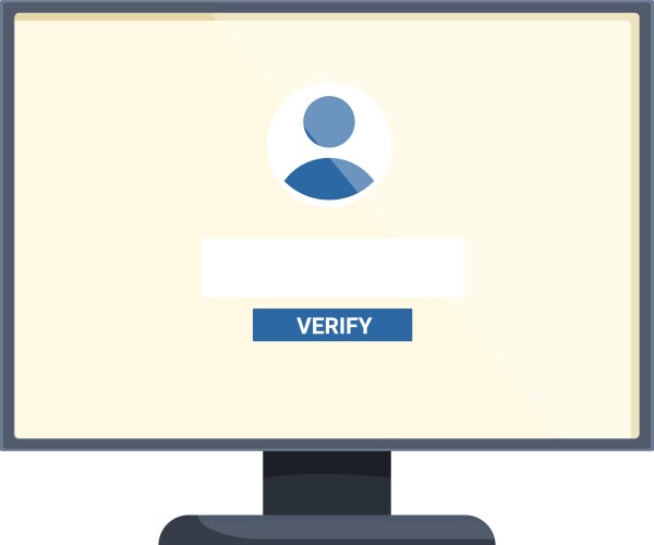 Computer monitor displaying user verification page vektorbild