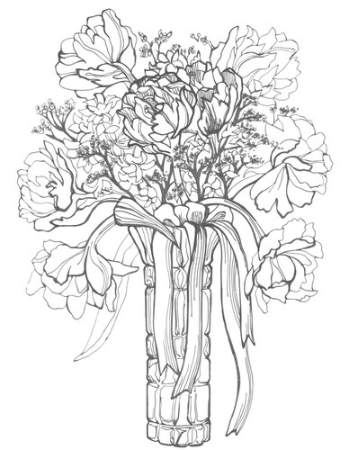 Floral Sketch in Vase Vector Image