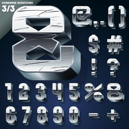 Silver chrome or aluminum 3d alphabet Vector Image