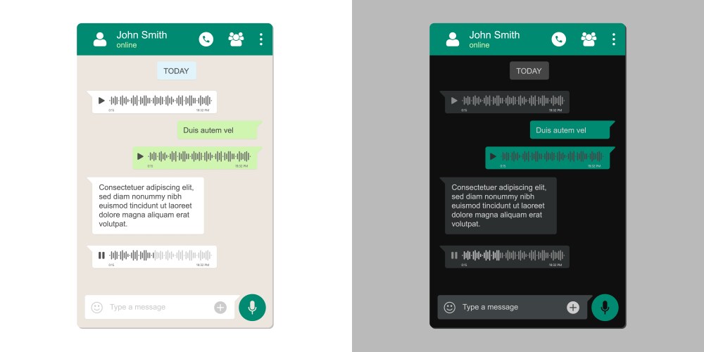 voice message chat interface for messenger vector