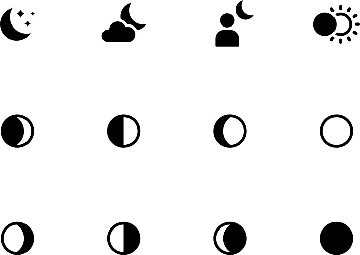 Moon Phase Icons - Celestial Cycle Royalty Free Vector Image