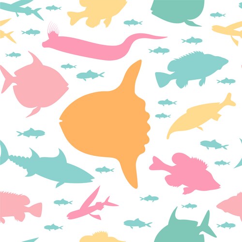 Fish seamless pattern color image – Royalty-Free Vector | VectorStock