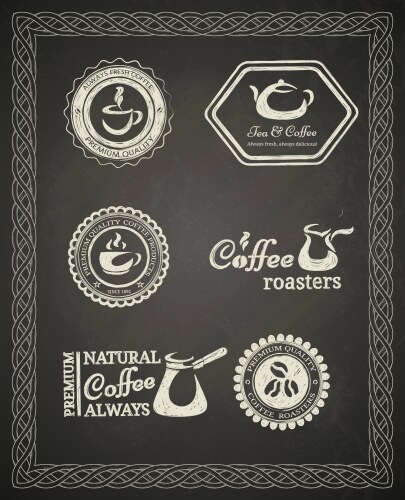 Set of chalkboard coffee items Royalty Free Vector Image