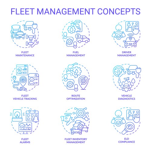 fleet management blue gradient concept icons vector image