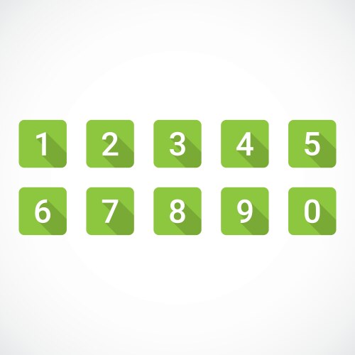 set of green number icons vector image