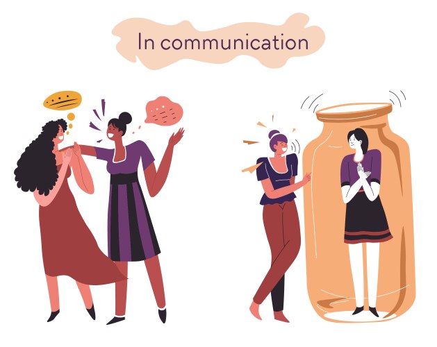 Extrovert and introvert comparison behavior vektorbild