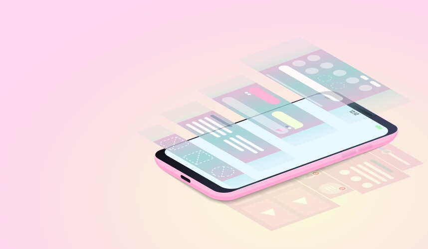 Mobile applications development ui design and web vector image