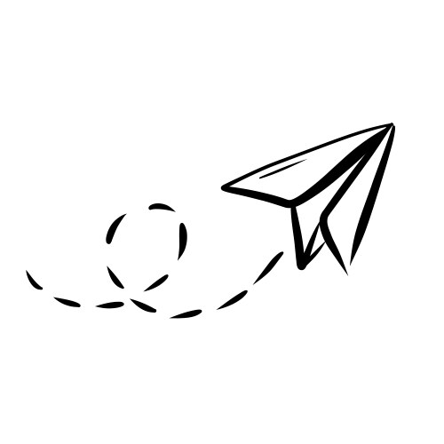 Origami Plane Doodle with Line Vector Image