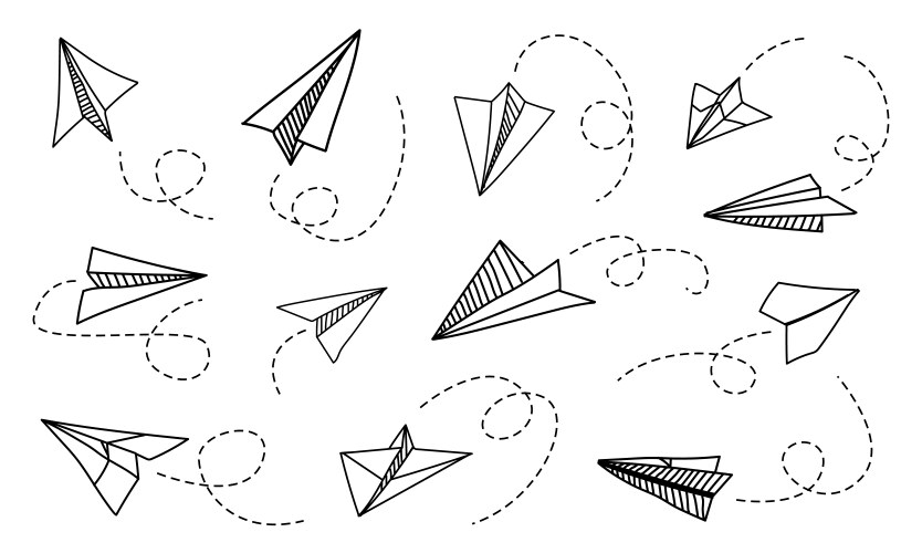 Hand Drawn Paper Airplane Route Vector Image