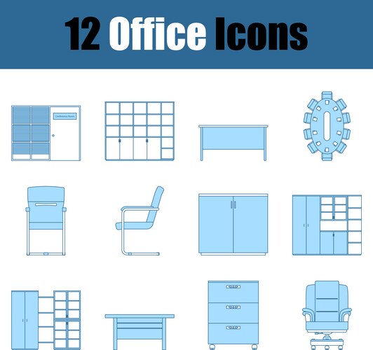Set of modern office line flat design icons Vector Image