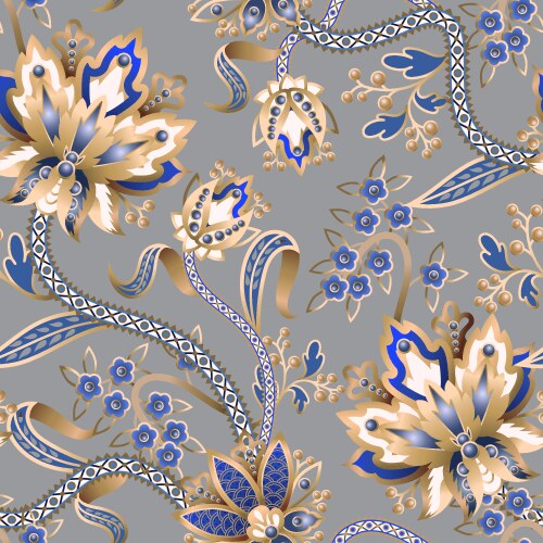 Gold pattern with birds Royalty Free Vector Image