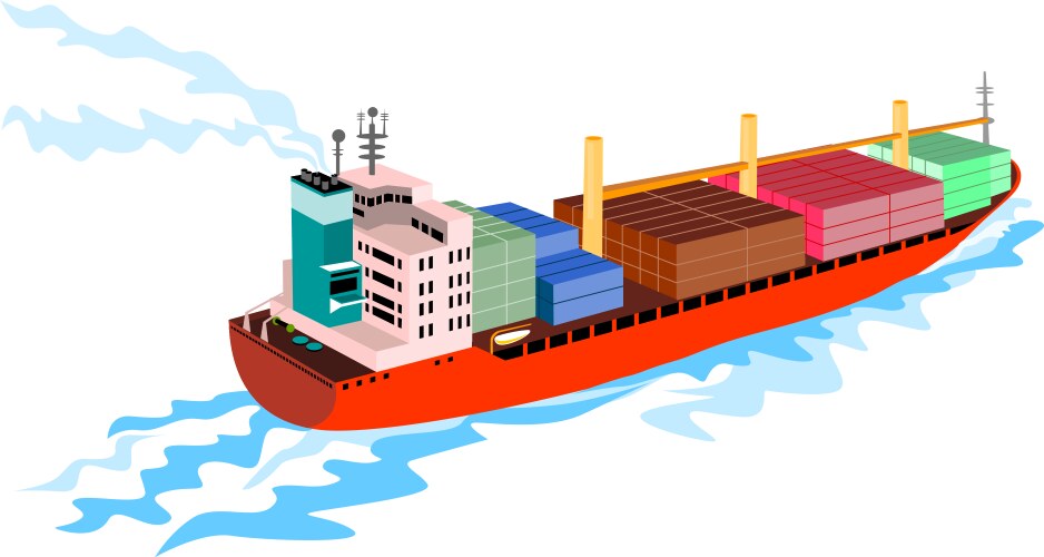 Retro Cargo Ship Vector Image