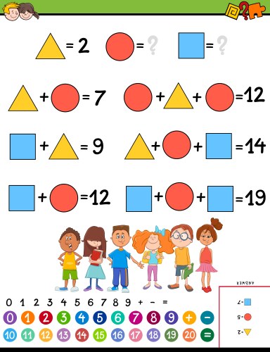 maths calculation educational game for children vector