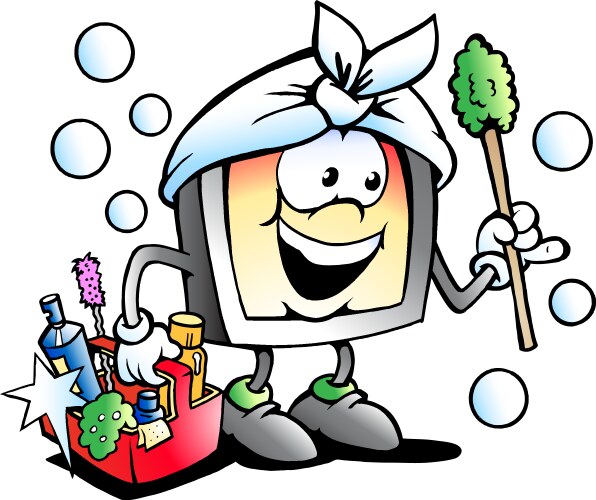 Cartoon of a happy screen or monitor cleaner vector image