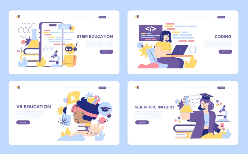Stem education flat Royalty Free Vector Image - VectorStock