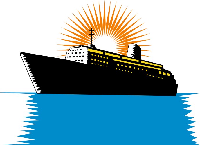 Passenger ship cargo boat retro Vector Image