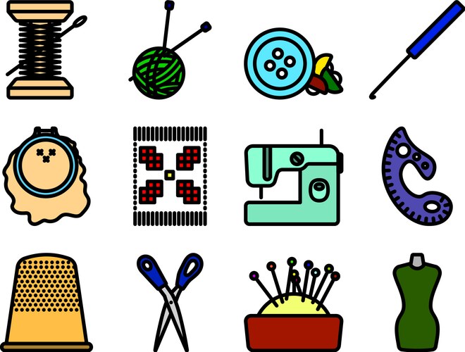 Sewing icon set Royalty Free Vector Image - VectorStock