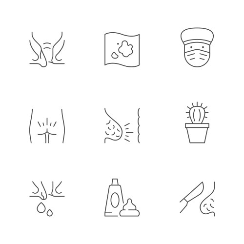 set line icons hemorrhoid vector