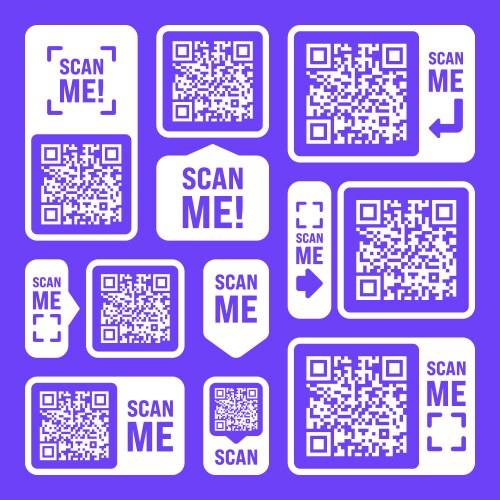 scan me qr code sticker online payment special vector image