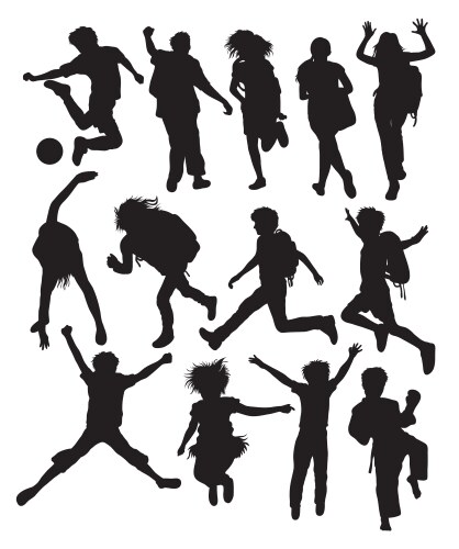Back to School Silhouettes Vector Image