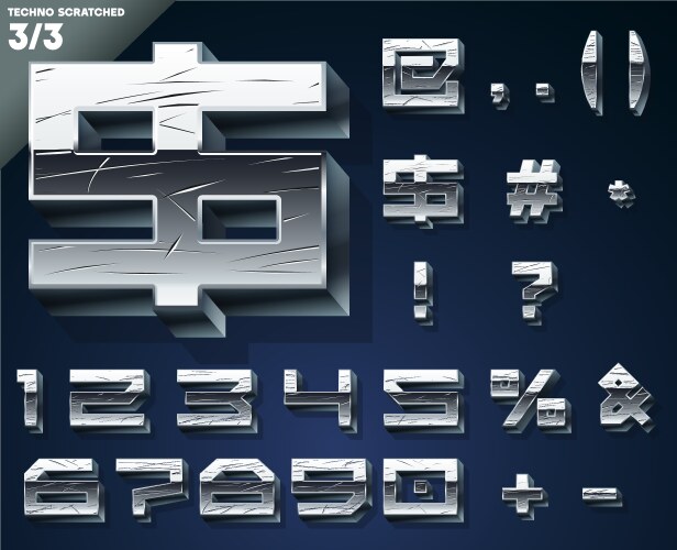 Silver chrome or aluminum 3d alphabet Vector Image