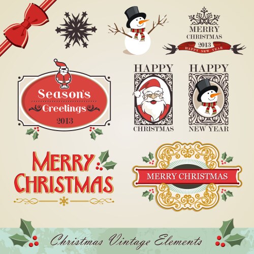 Christmas set variation vintage labels with text Vector Image