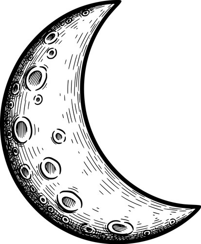 Hand-Drawn Crescent Moon Vector Image