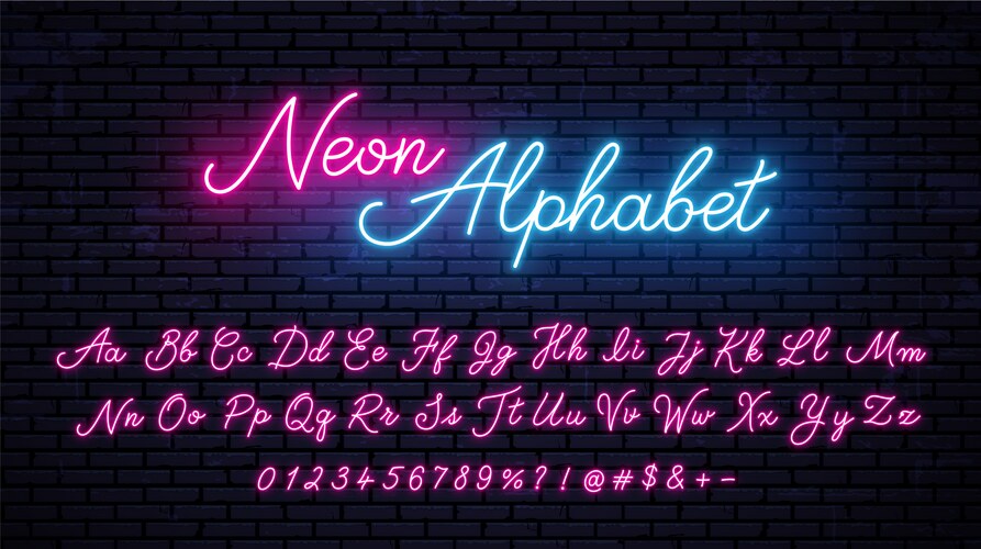 Neon handwritten english letters Vector Image