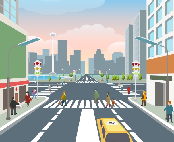 City Street Scene Vector Image