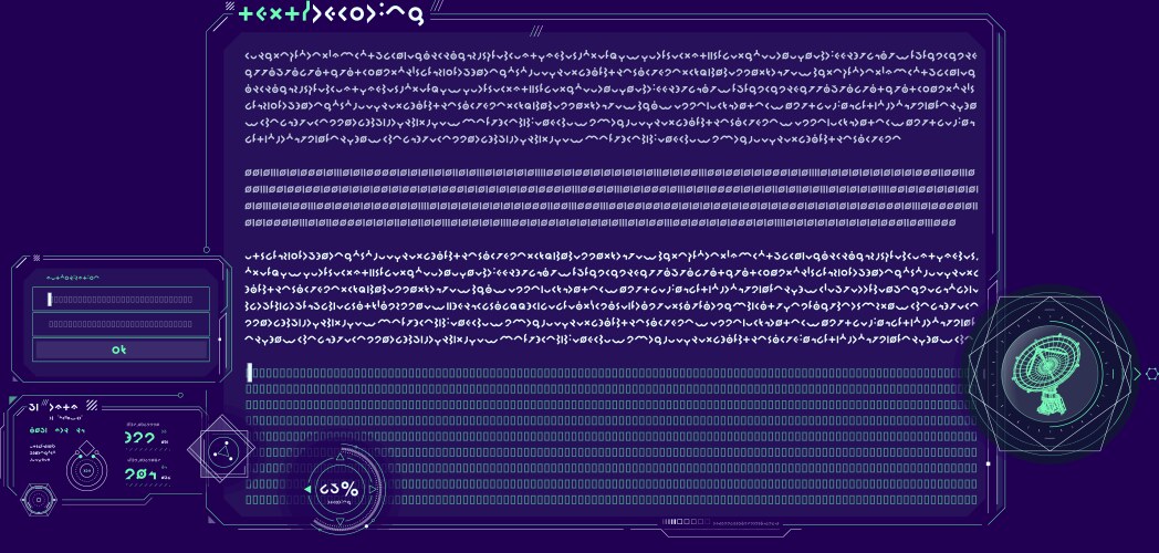 sci-fi interface of data decoding program vector image