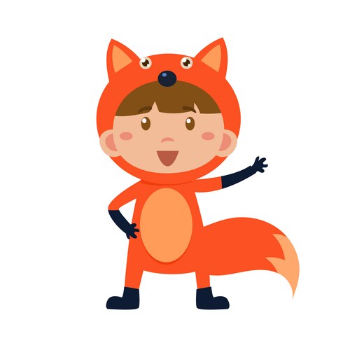 Child wearing costume of fox Vector Image