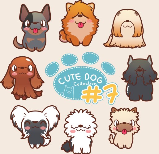 Cute dog collection 2 Royalty Free Vector Image