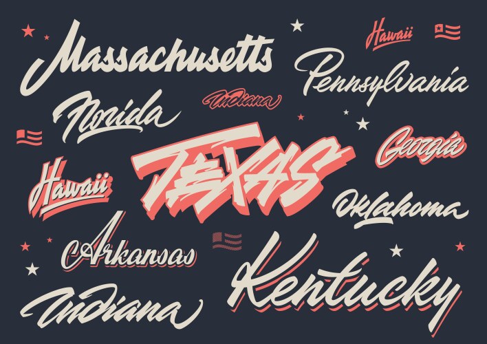 Usa states brush lettering vector image