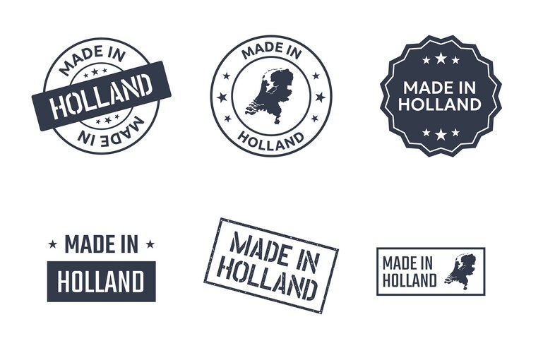 Made in netherlands labels set holland product vector image