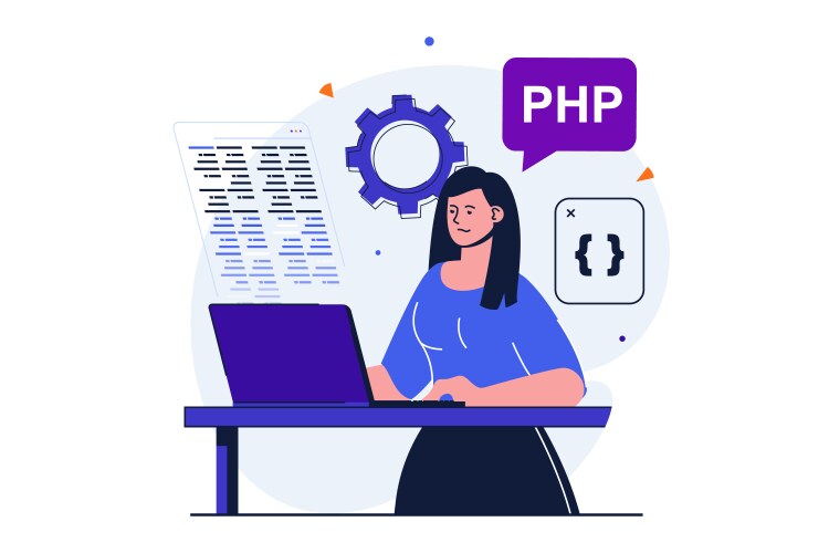 programmer working modern flat concept for web vector image