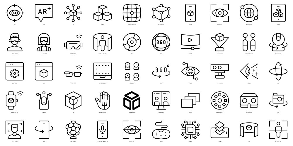 Virtual Reality & Augmented Reality Icons Vector Image