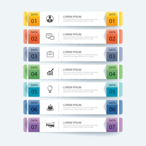 Infographics cylinder timeline with 7 number data Vector Image