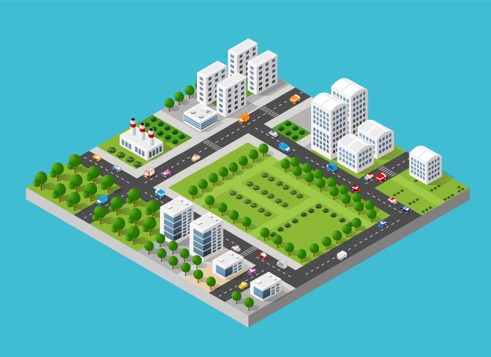 Smart city block composition Royalty Free Vector Image