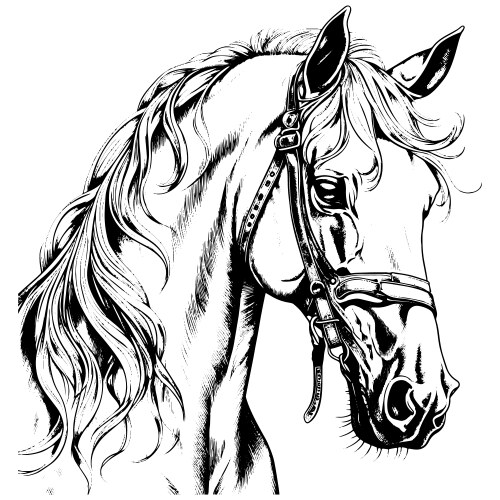 Horse black and white art Royalty Free Vector Image
