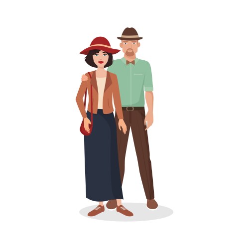 Man and woman standing together two characters vector image