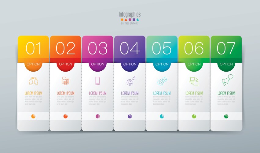 Timeline infographics design with 7 options Vector Image